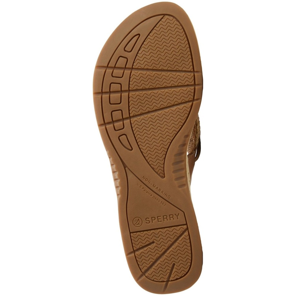 Sperry Top-Sider Parrotfish Women's Sandal Beige Leather Woven Flip Flop Size 8 - Picture 5 of 5